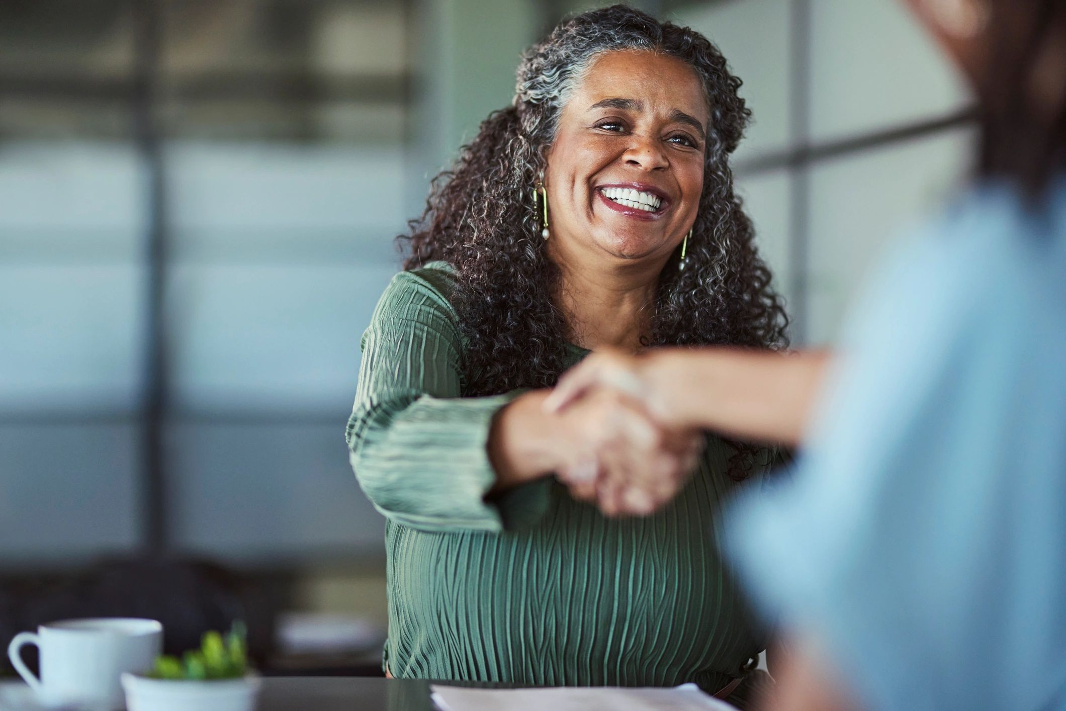 Smiling customer portrait